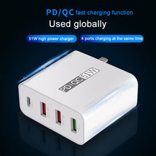 Load image into Gallery viewer, WLX-A6 4 Ports Quick Charging USB Travel Charger Power Adapter, US Plug