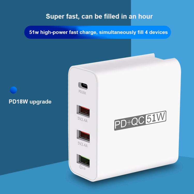 WLX-A6 4 Ports Quick Charging USB Travel Charger Power Adapter, AU Plug