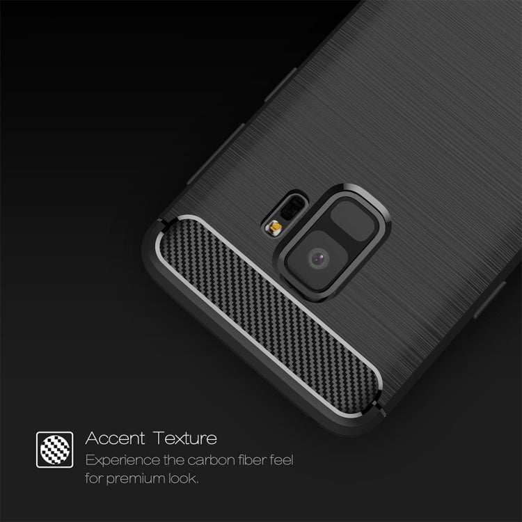 For Galaxy S9 Brushed Carbon Fiber Texture Soft TPU Anti-skip Protective Cover Back Case