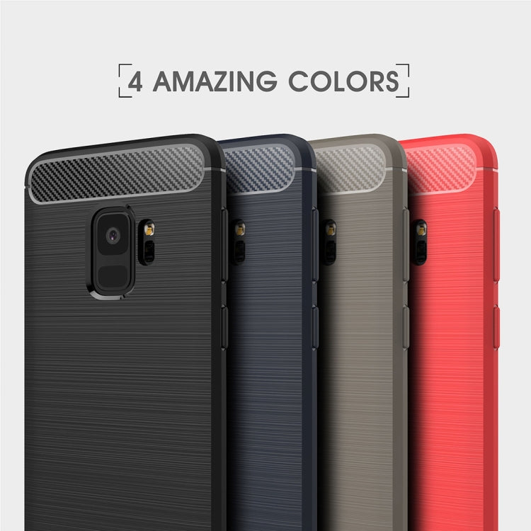 For Galaxy S9 Brushed Carbon Fiber Texture Soft TPU Anti-skip Protective Cover Back Case