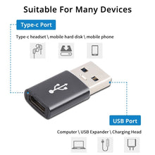 Load image into Gallery viewer, 3 PCS USB-C / Type-C Female to USB 3.0 Male Aluminum Alloy Adapter, Support Charging &amp; Transmission Data