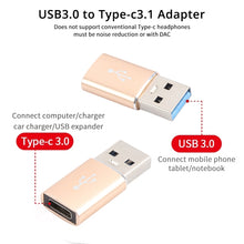 Load image into Gallery viewer, 3 PCS USB-C / Type-C Female to USB 3.0 Male Aluminum Alloy Adapter, Support Charging &amp; Transmission Data, USB 3.0