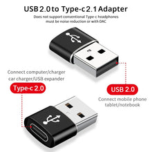 Load image into Gallery viewer, USB-C / Type-C Female to USB 2.0 Male Aluminum Alloy Adapter, Support Charging &amp; Transmission