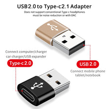 Load image into Gallery viewer, USB-C / Type-C Female to USB 2.0 Male Aluminum Alloy Adapter, Support Charging &amp; Transmission, USB 2.0