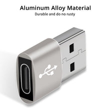Load image into Gallery viewer, USB-C / Type-C Female to USB 2.0 Male Aluminum Alloy Adapter, Support Charging &amp; Transmission, USB 2.0