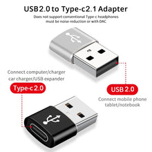 Load image into Gallery viewer, USB-C / Type-C Female to USB 2.0 Male Aluminum Alloy Adapter, Support Charging &amp; Transmission, USB 2.0