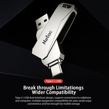 Load image into Gallery viewer, Netac U782C 128GB USB-C / Type-C + USB 3.0 360 Degrees Rotation Zinc Alloy Flash Drive OTG U Disk, 128GB