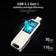 Load image into Gallery viewer, Netac U782C 128GB USB-C / Type-C + USB 3.0 360 Degrees Rotation Zinc Alloy Flash Drive OTG U Disk, 128GB