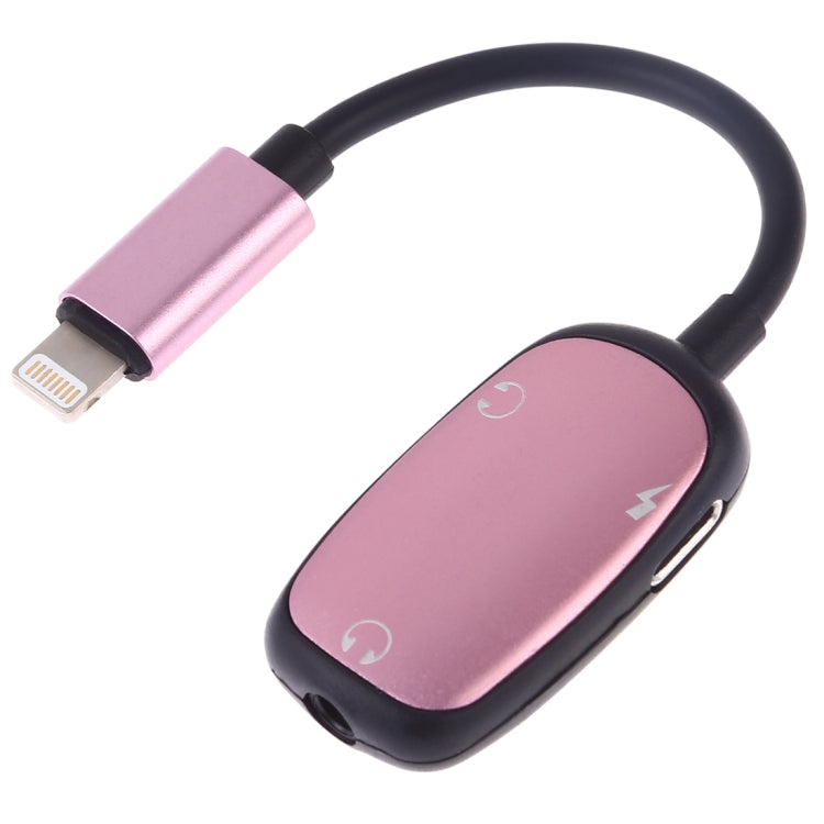 8 Pin to 8 Pin Charging Interface + 8 Pin Earphone Interface + 3.5mm Audio Interface Earphone Adapter, Black, Pink, Gold, Red, Silver