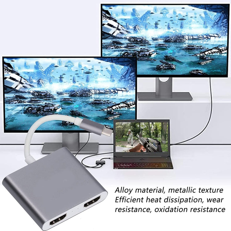 4K Ultra HD Dual HDMI Interface Output to USB-C / Type-C Adapter, 9175B