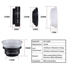 Load image into Gallery viewer, APEXEL APL-24X-H 2 in 1 Universal External 12X &amp; 24X Macro Mobile Phone Lens with Lens Hood