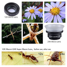 Load image into Gallery viewer, APEXEL APL-24X-H 2 in 1 Universal External 12X &amp; 24X Macro Mobile Phone Lens with Lens Hood