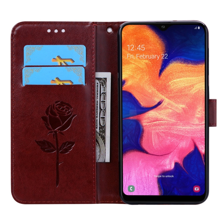 Rose Embossed Horizontal Flip PU Leather Case for Galaxy A10, with Holder & Card Slots & Wallet, For Samsung Galaxy A10