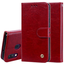 Business Style Oil Wax Texture Horizontal Flip Leather Case for Galaxy A40, with Holder & Card Slots & Wallet, For Galaxy A40