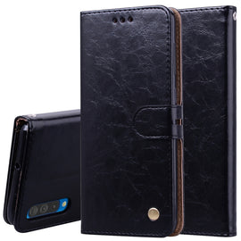 Business Style Oil Wax Texture Horizontal Flip Leather Case for Galaxy A50, with Holder & Card Slots & Wallet