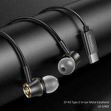 Load image into Gallery viewer, USAMS US-SJ482 EP-43 Wired In Ear USB-C / Type-C Interface Metal Digital HiFi Noise Reduction Earphones with Mic &amp; Digital Chip, Length: 1.2m