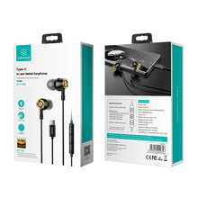 Load image into Gallery viewer, USAMS US-SJ482 EP-43 Wired In Ear USB-C / Type-C Interface Metal Digital HiFi Noise Reduction Earphones with Mic &amp; Digital Chip, Length: 1.2m