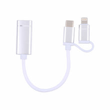 Load image into Gallery viewer, USB 3.0 Female to 8 Pin + USB-C / Type-C Male Charging + Transmission OTG Nylon Braided Adapter Cable, Cable Length: 11cm
