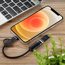 Load image into Gallery viewer, USB 3.0 Female to 8 Pin + USB-C / Type-C Male Charging + Transmission OTG Nylon Braided Adapter Cable, Cable Length: 11cm, 8 Pin Black, 8 Pin Silver + White, 8 Pin Red, 8 Pin Blue