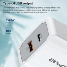Load image into Gallery viewer, awei PD4 20W PD Type-C + QC 3.0 USB Interface Fast Charging Travel Charger with Data Cable, EU Plug