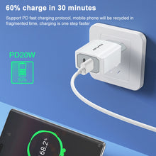 Load image into Gallery viewer, awei PD4 20W PD Type-C + QC 3.0 USB Interface Fast Charging Travel Charger with Data Cable, EU Plug