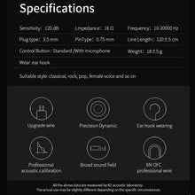 Load image into Gallery viewer, KZ ED12 3.5mm Jack Hanging Ear Sports Design In-Ear Style Wire Control Earphone, Cable Length: 1.2m