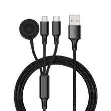 Load image into Gallery viewer, For iPhone / Apple Watch 3 In 1 8 Pin + Type-C / USB-C + Magnetic Charging Base Multi-function Charging Cable, Length: 1m, 3 In 1