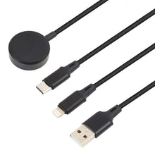 Load image into Gallery viewer, For iPhone / Apple Watch 3 In 1 8 Pin + Type-C / USB-C + Magnetic Charging Base Multi-function Charging Cable, Length: 1m, 3 In 1
