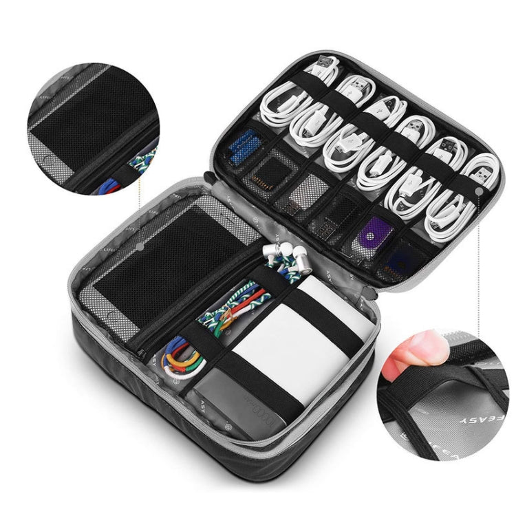 Multi-functional Headphone Charger Data Cable Storage Bag Portable Power Pack, Size: L, 25 x 18 x 7cm, 25 x 18 x 7cm (Black), 25 x 18 x 7cm (Grey)
