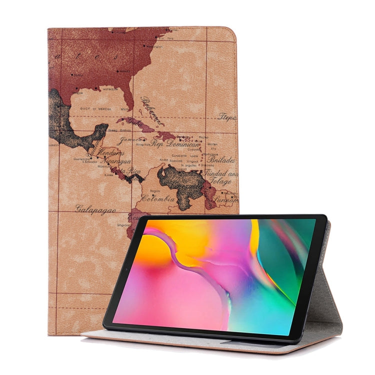 Map Texture Horizontal Flip Leather Case for Galaxy Tab A 10.1 (2019) T510 / T515,  with Holder & Card Slots & Wallet, Random Texture Delivery