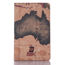 Map Texture Horizontal Flip Leather Case for Galaxy Tab A 8 (2019) P200 / P205,  with Holder & Card Slots & Wallet, Random Texture Delivery