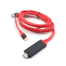 Load image into Gallery viewer, 2 in 1 USB-C / Type-C + USB Power Supply Interface to 4K x 2K Ultra HD HDMI Video Cable, Length: 2m, Red USB Power Supply Interface