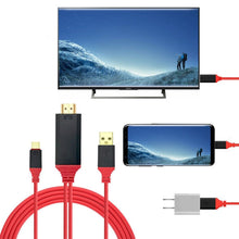 Load image into Gallery viewer, 2 in 1 USB-C / Type-C + USB Power Supply Interface to 4K x 2K Ultra HD HDMI Video Cable, Length: 2m, Red USB Power Supply Interface