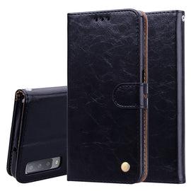 Business Style Oil Wax Texture Horizontal Flip Leather Case for Galaxy A7 (2018), with Holder & Card Slots & Wallet