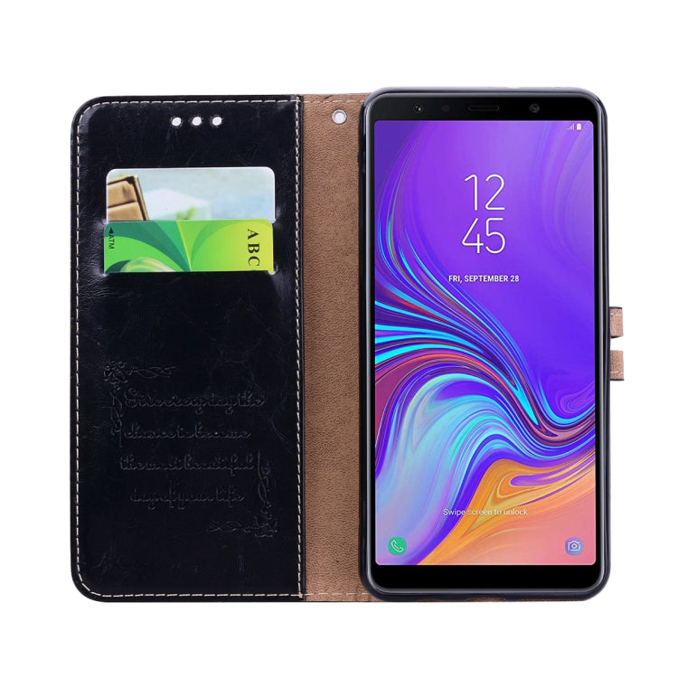 Business Style Oil Wax Texture Horizontal Flip Leather Case for Galaxy A7 (2018), with Holder & Card Slots & Wallet