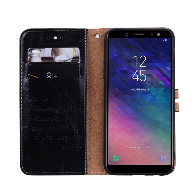 Business Style Oil Wax Texture Horizontal Flip Leather Case for Galaxy A6 (2018), with Holder & Card Slots & Wallet, For Galaxy A6 (2018)