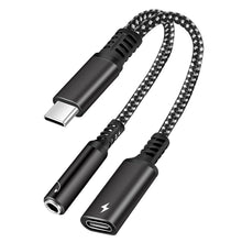 Load image into Gallery viewer, 2 in 1 USB-C / Type-C Male to PD 60W USB-C / Type-C Charging + 3.5mm Audio Female Earphone Adapter