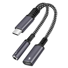 Load image into Gallery viewer, 2 in 1 USB-C / Type-C Male to PD 60W USB-C / Type-C Charging + 3.5mm Audio Female Earphone Adapter
