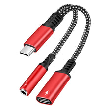 Load image into Gallery viewer, 2 in 1 USB-C / Type-C Male to PD 60W USB-C / Type-C Charging + 3.5mm Audio Female Earphone Adapter