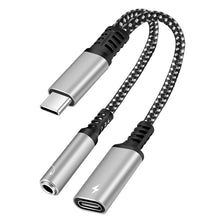 Load image into Gallery viewer, 2 in 1 USB-C / Type-C Male to PD 60W USB-C / Type-C Charging + 3.5mm Audio Female Earphone Adapter