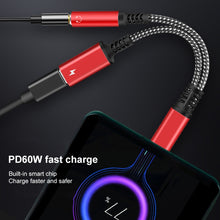 Load image into Gallery viewer, 2 in 1 USB-C / Type-C Male to PD 60W USB-C / Type-C Charging + 3.5mm Audio Female Earphone Adapter