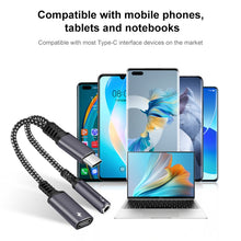 Load image into Gallery viewer, 2 in 1 USB-C / Type-C Male to PD 60W USB-C / Type-C Charging + 3.5mm Audio Female Earphone Adapter