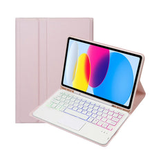 Load image into Gallery viewer, For iPad 11 2025 / 10th Gen 10.9 2022 A10B-AS Lambskin Texture Backlight Bluetooth Touch Keyboard Leather Tablet Case with Pen Slot, A10B-AS
