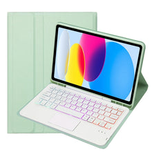 Load image into Gallery viewer, For iPad 11 2025 / 10th Gen 10.9 2022 A10B-AS Lambskin Texture Backlight Bluetooth Touch Keyboard Leather Tablet Case with Pen Slot, A10B-AS