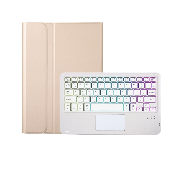 For iPad 11 2025 / 10th Gen 10.9 2022 A10B-AS Lambskin Texture Backlight Bluetooth Touch Keyboard Leather Tablet Case with Pen Slot, A10B-AS