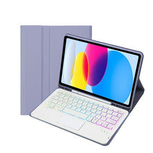 Load image into Gallery viewer, For iPad 11 2025 / 10th Gen 10.9 2022 A10B-AS Lambskin Texture Backlight Bluetooth Touch Keyboard Leather Tablet Case with Pen Slot, A10B-AS