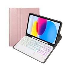 Load image into Gallery viewer, For iPad 11 2025 / 10th Gen 10.9 2022 A10B-AS Lambskin Texture Backlight Bluetooth Touch Keyboard Leather Tablet Case with Pen Slot, A10B-AS