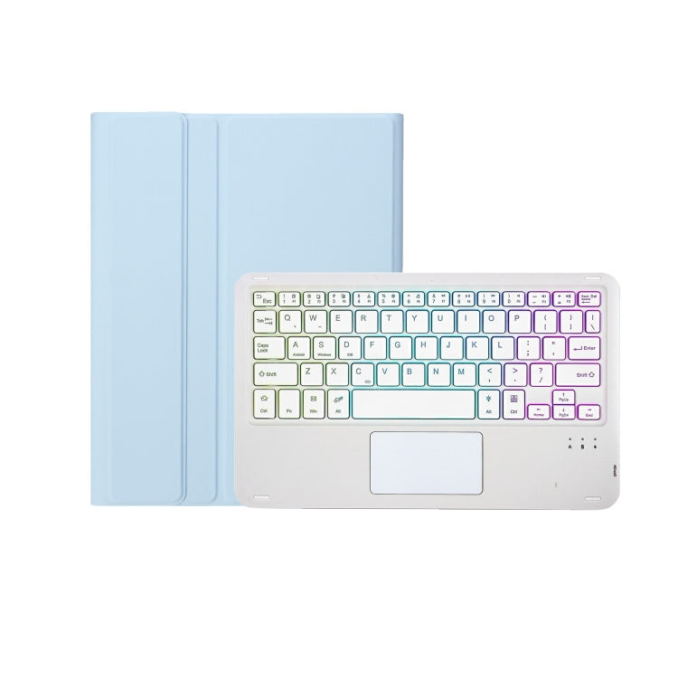 For iPad 11 2025 / 10th Gen 10.9 2022 A10B-AS Lambskin Texture Backlight Bluetooth Touch Keyboard Leather Tablet Case with Pen Slot, A10B-AS