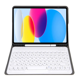 For iPad 11 2025 / 10th Gen 10.9 2022 YA10B Lambskin Texture Bluetooth Keyboard Leather Tablet Case with Pen Slot, YA10B