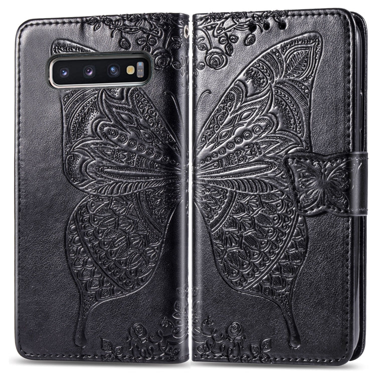 Butterfly Love Flowers Embossing Horizontal Flip Leather Case for Galaxy S10+, with Holder & Card Slots & Wallet & Lanyard